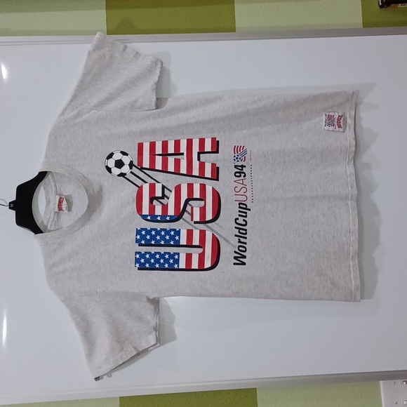 1994 (c.1991) Licensed ISL World Cup USA 94 Lg Heathered Grey Graphic Tshirt - Picture 1 of 13